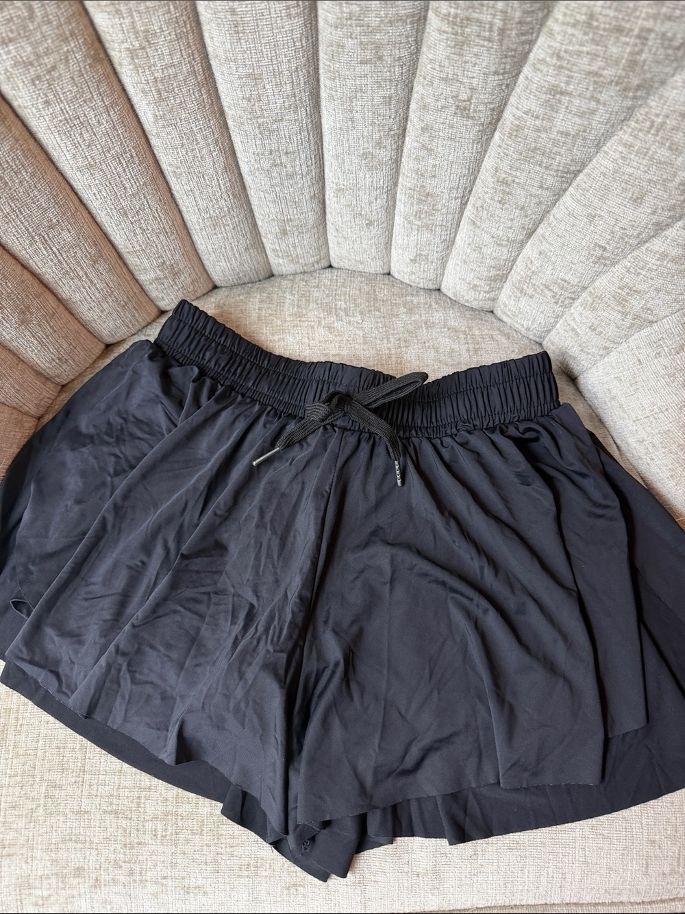 Girls L Black Athletic Drawstring Running Shorts